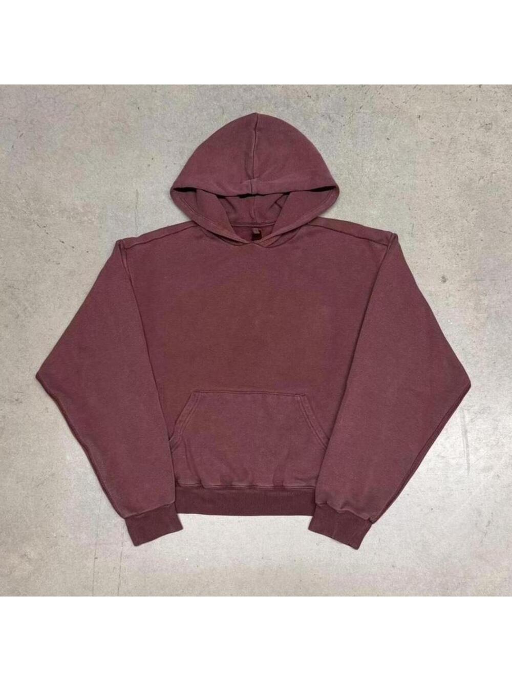 SKIMS Cotton Fleece Pullover Hoodie Womens XS Merlot Pullover Cropped Boxy $88